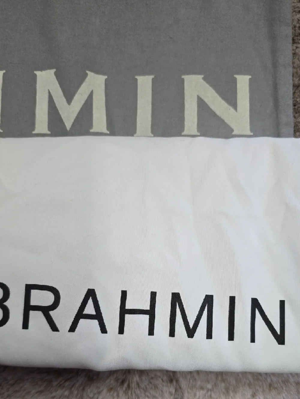 Brahmin Gray and White Logo Canvas Dust Bag Set - Picture 2 of 3